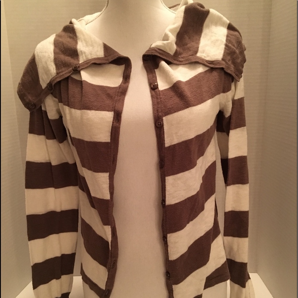 RUBY MOON ~ (Sz:M) Brown/White Cardigan